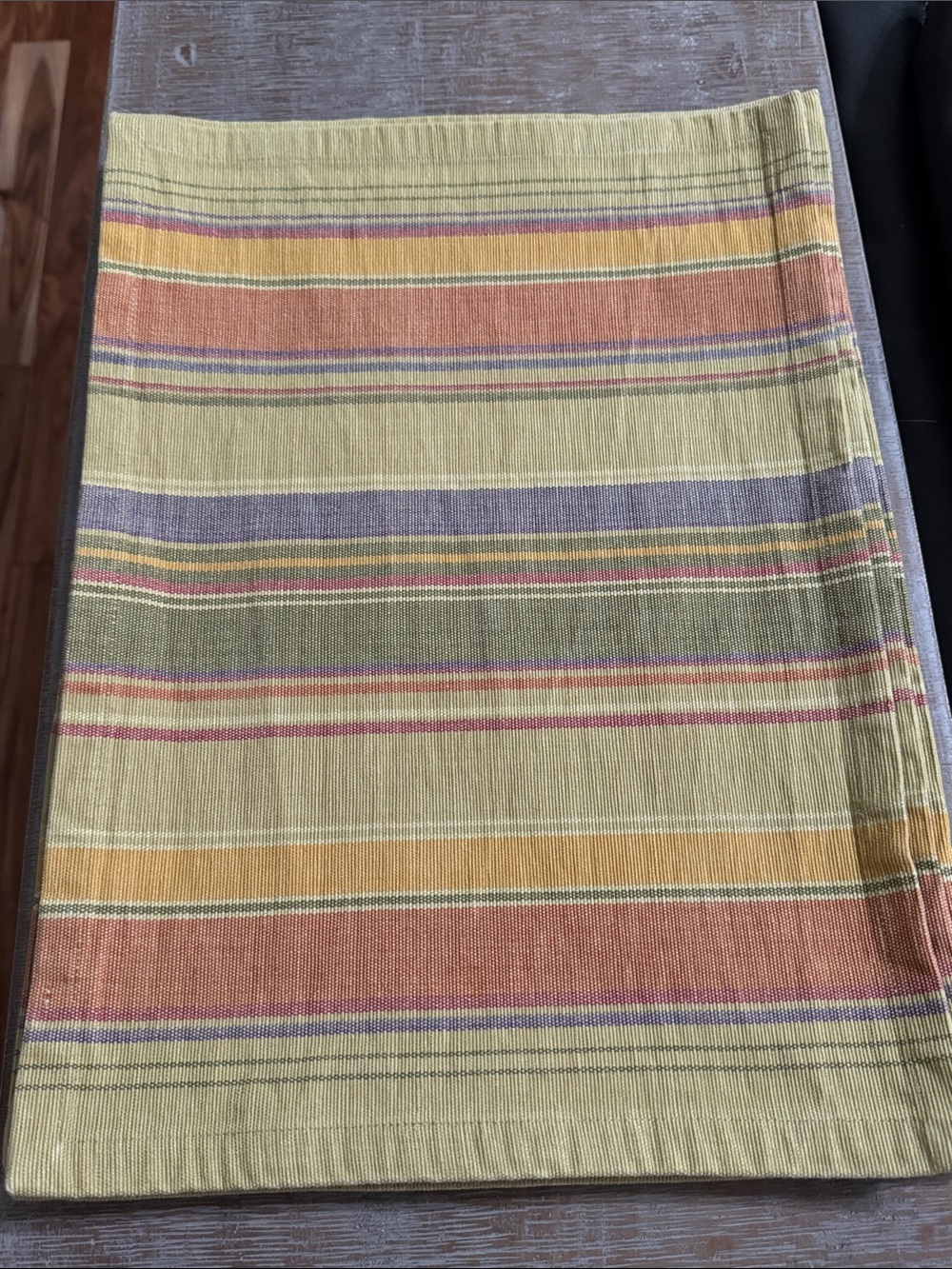 Crate&Barrel Citron Awning Stripe Placemat Set of 6